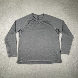REI Co-Op Shirt Mens XL Gray Baselayer Casual Preppy Stretch Outdoor Logo‎ Gym